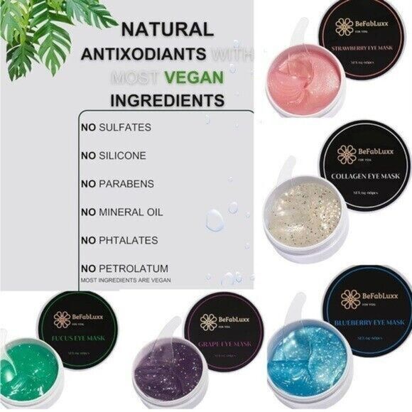 Under Eye Mask (60 PCS)Fucus Antioxidant Patches pads Hyaluronic Acid Collagen - Picture 7 of 7